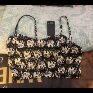 Elephant print spaghetti crop top